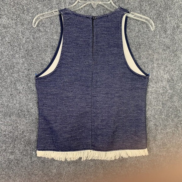 Drew Crop Tank Top Women XS Fringed Hem Heather Blue - Picture 9 of 9